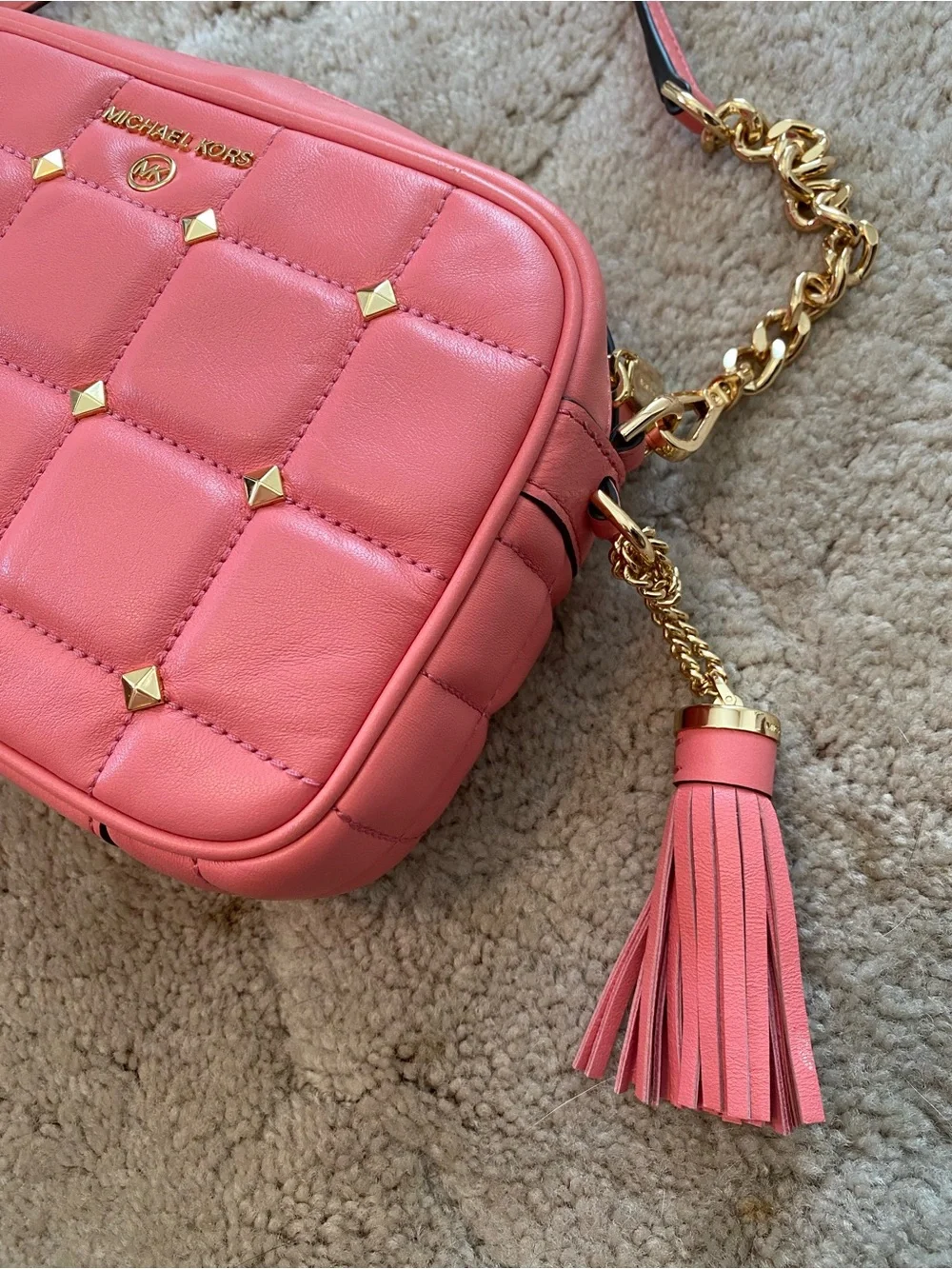 Michael Kors Pink Quilted Crossbody with Tassel